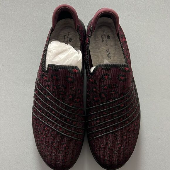 CLOUDSTEPPERS by Clarks Washable Knit Slip-Ons Adella Step Burgun/Leo - Picture 3 of 9